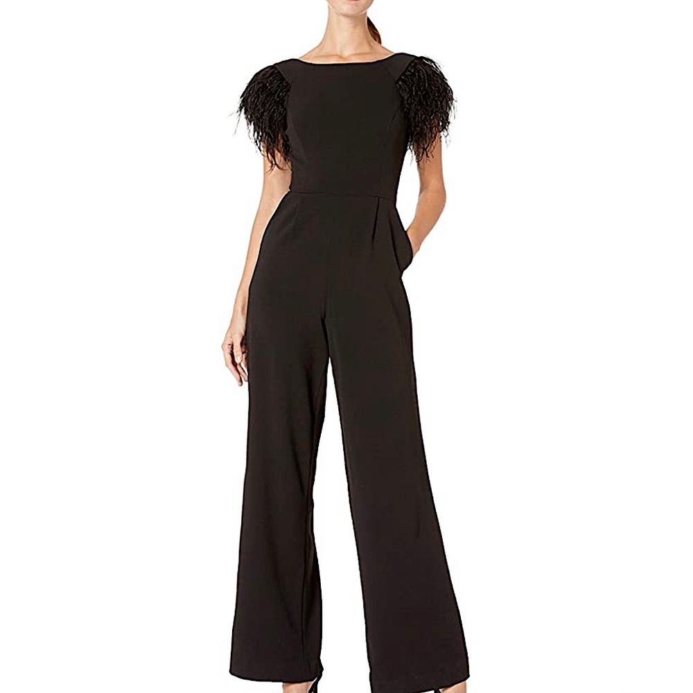 Calvin Klein Jumpsuit w/ Feathered Sleeves